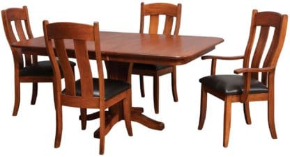 daniels amish SL1 Leg Table in Brick on Quartersawn White Oak with Peoria Chairs