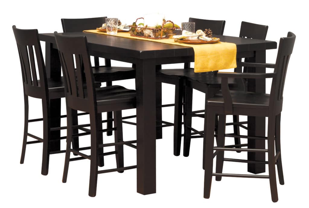 daniels amish CL7 Counter Height Westchester Table in Ebony with Tulip Back Counter Height Chairs