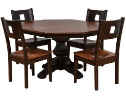 daniels amish Kingsdale Single Pedestal Table in Toffee and Abby on Maple with Miami