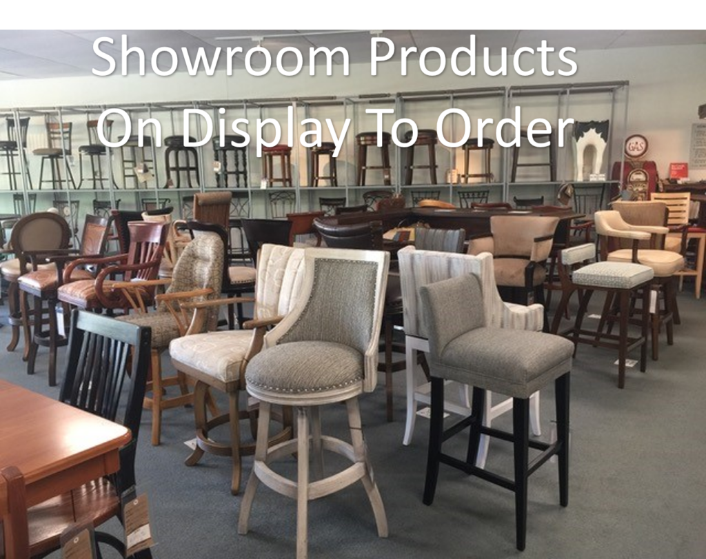 showroom products at furniture store in raleigh