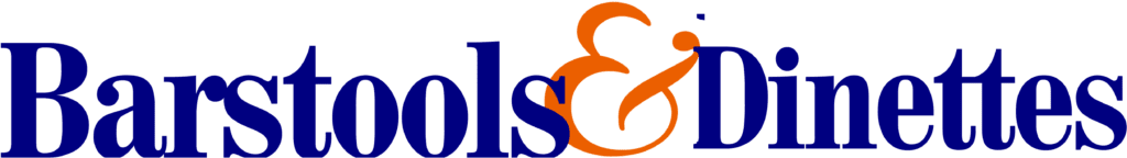 Barstools & Dinettes logo in blue and orange.
